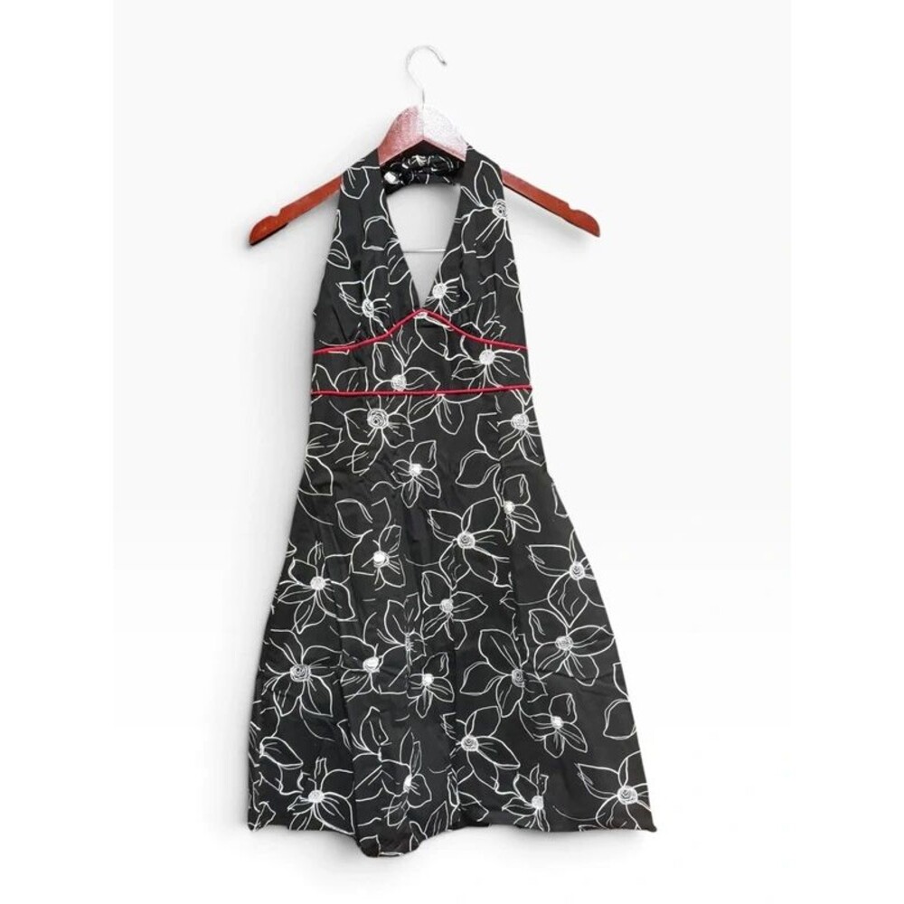 Vintage Ruby Rox Size 9 90s Y2K Black & White Halter Midi Length